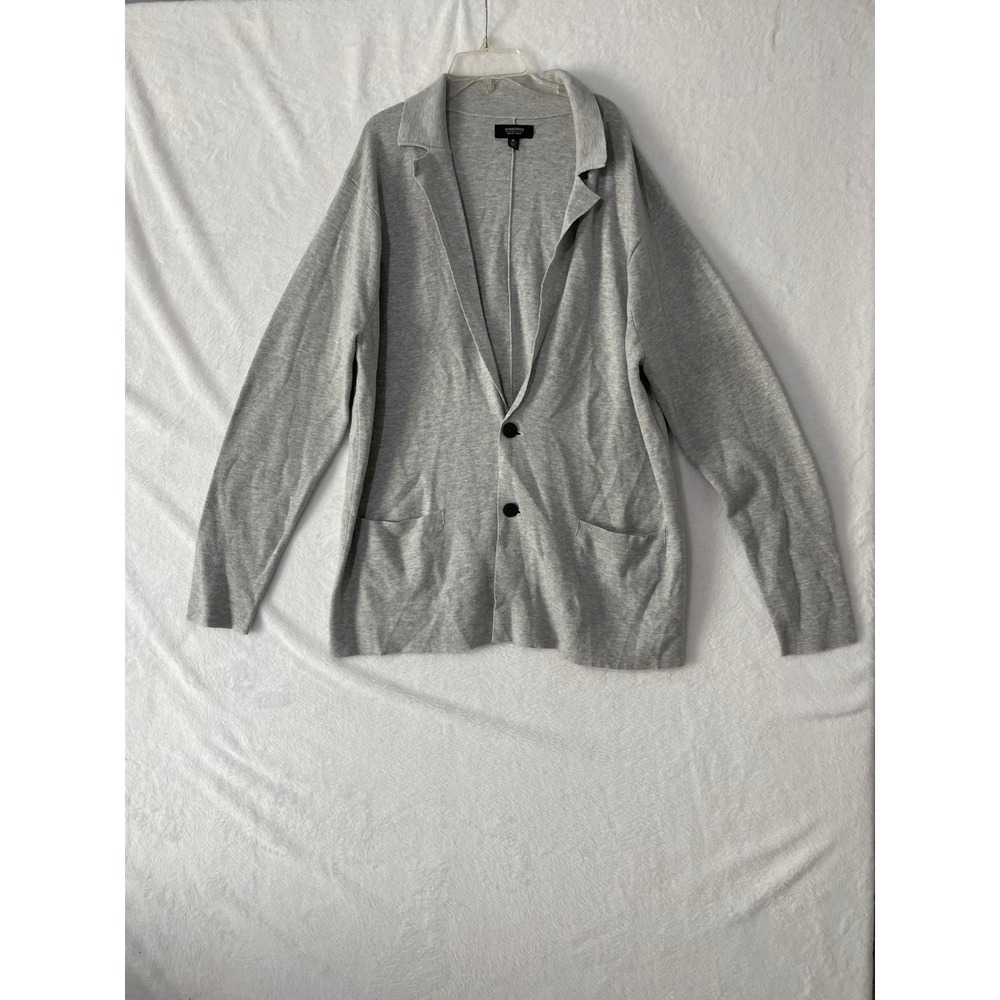 Nordstrom Mens Shop Heather Grey Knit Blazer Sweater Jacket XL Cotton Blend